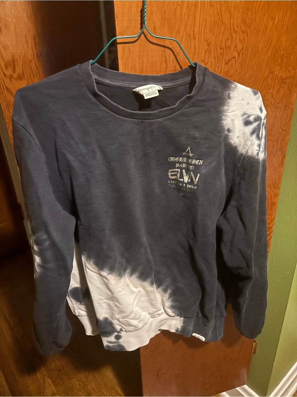 Eleven Paris Navy and White Tie-Dye Crewneck Sweatshirt